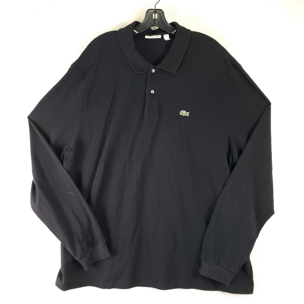 Lacoste Classic Polo Shirt Mens 4XL Black Long Sleeve Pique Logo Luxury